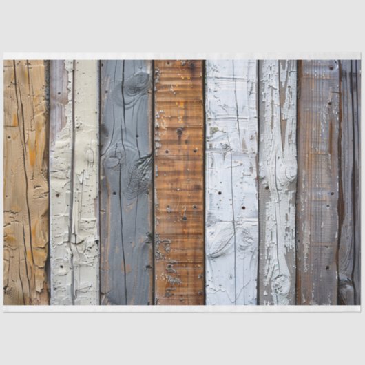 Rustieke Houten Textuur Bruin Grijs en Wit Decoupa Tissuepapier (Voorkant)