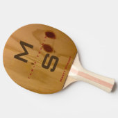 Rustieke houten textuur / houten korrels met naam tafeltennisbatje (Zijkant)