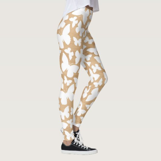 Rustieke houten textuur met vlinderpatroon leggings (Rechts)