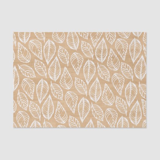 Rustieke houten textuur met witte bladeren Patroon Tissuepapier (Voorkant)