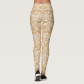 Rustieke houten textuur met witte Damask Pattern Leggings (Achterkant)