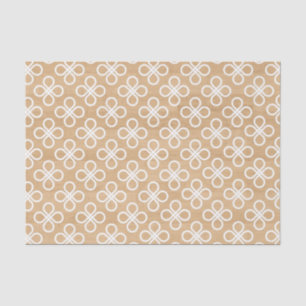 Rustieke houten textuur met witte geometrische blo tissuepapier