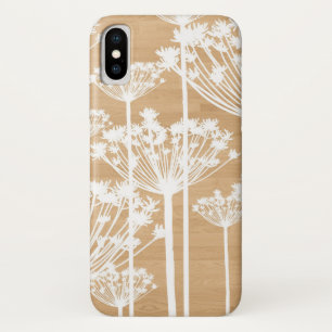 Rustieke houten textuur met witte paardebloemen Case-Mate iPhone case