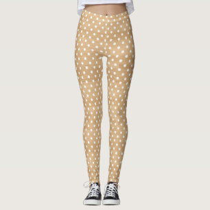 Rustieke Houten Textuur Met Witte Polka Dots Patro Leggings