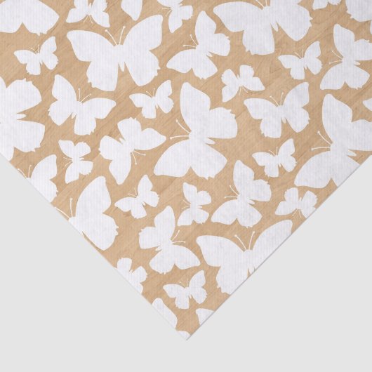 Rustieke houten textuur met witte vlinder tissuepapier (Detail)