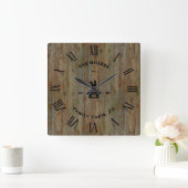 Rustieke houten textuur Romeinse cijfers Boerderij Vierkante Klok (Huis)