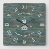 Rustieke houten textuur Romeinse cijfers Boerderij Vierkante Klok (Voorkant)