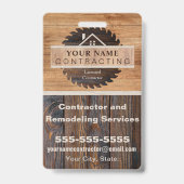 Rustieke Houten Tone Aannemer Logo ID Badge (Back)