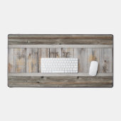 Rustieke Houten Tone Grijze Monogram Streep Bureaumat (Keyboard & Muis)