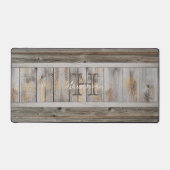 Rustieke Houten Tone Grijze Monogram Streep Bureaumat (Voorkant)