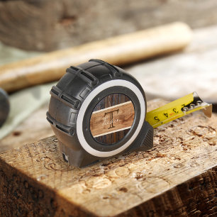 Rustieke Houten Tone Monogram Tape Measure Rolmaat