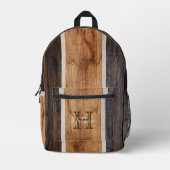Rustieke Houten Tone Stripe Monogram Gedrukte Rugz Bedrukte Rugzak (Voorkant)