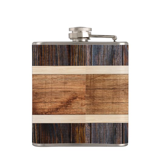 Rustieke houten Toon bruiloft beste man Heupfles (Achterkant)