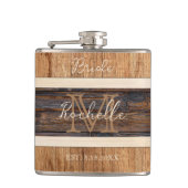 Rustieke houten Toon bruiloft bruid Heupfles (Voorkant)