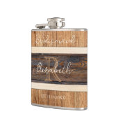 Rustieke houten Toon bruiloft bruidsmeisje Heupfles (Links)