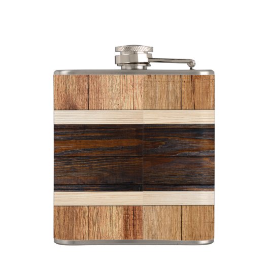 Rustieke houten Toon bruiloft bruidsmeisje Heupfles (Achterkant)