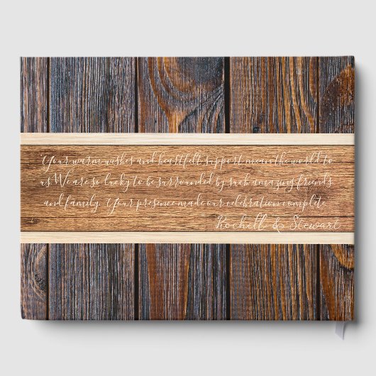 Rustieke houten Toon bruiloft Gastenboek (Achterkant)