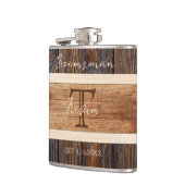 Rustieke houten Toon bruiloft groomman Heupfles (Links)