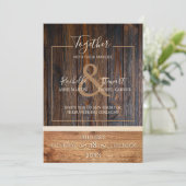 Rustieke houten Toon bruiloft uitnodiging (Staand voorkant)