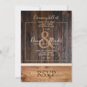 Rustieke houten Toon bruiloft uitnodiging (Achterkant)