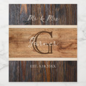 Rustieke houten Toon bruiloft wijn fles label set Etiket (Enkel label)