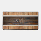Rustieke Houten Toon Monogram Streep Tan Bureaumat (Voorkant)