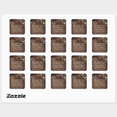 Rustieke Houten Trouw Bedankt Vierkante Sticker (Vel)