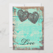 Rustieke Houten Trouw Uitnodigingen Twee Harten Sc (Achterkant)