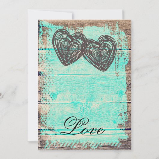 Rustieke Houten Trouw Uitnodigingen Twee Harten Sc (Achterkant)