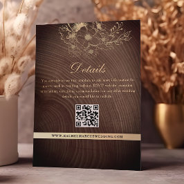 Rustieke Houten Trouwdetails QR-code Informatiekaartje