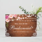 Rustieke houten trouwverlichting met kant bloemend kaart (Staand voorkant)