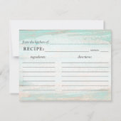 Rustieke houten turquoise bloemenrecept Kaart voor (Achterkant)