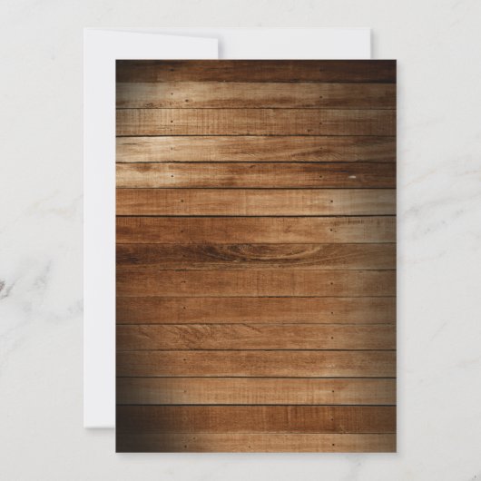 Rustieke houten twinkelende slingerlichtjes kant b aankondiging (Achterkant)