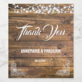 Rustieke houten Twinkle Lights Favor Bag Wijn Etiket (Enkel label)