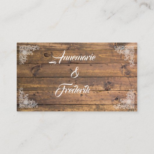 Rustieke Houten Twinkle Lights Kant Trouwplaats Ka Plaatskaartje (Achterkant)