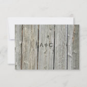 Rustieke houten typografie bruiloft RSVP uitnodigi (Achterkant)