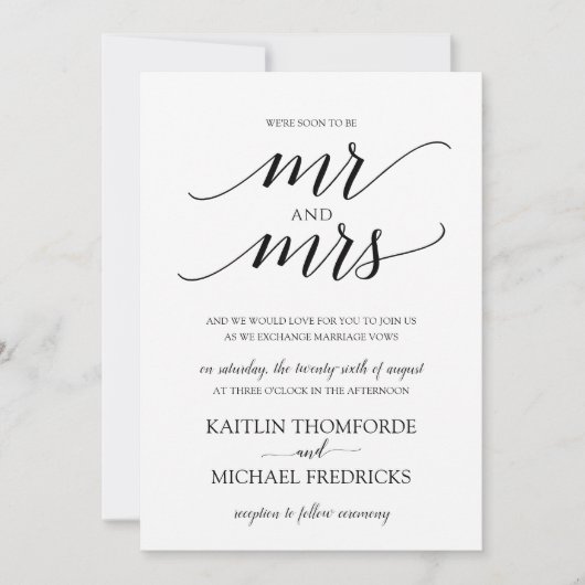 Rustieke houten typografie bruiloft uitnodigingen  (Voorkant)