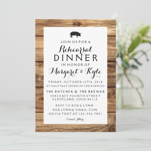 Rustieke Houten Uitnodiging (Staand voorkant)