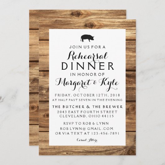 Rustieke Houten Uitnodiging (Voorkant / Achterkant)