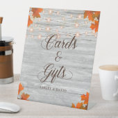 Rustieke houten val bladeren & lichten Kaarten & g Reclamebord Met Voetstuk (Insitu)