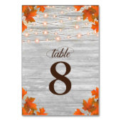 Rustieke houten val laat String Lights Bruiloft Kaart (Voorkant)