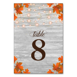 Rustieke houten val laat String Lights Bruiloft Kaart