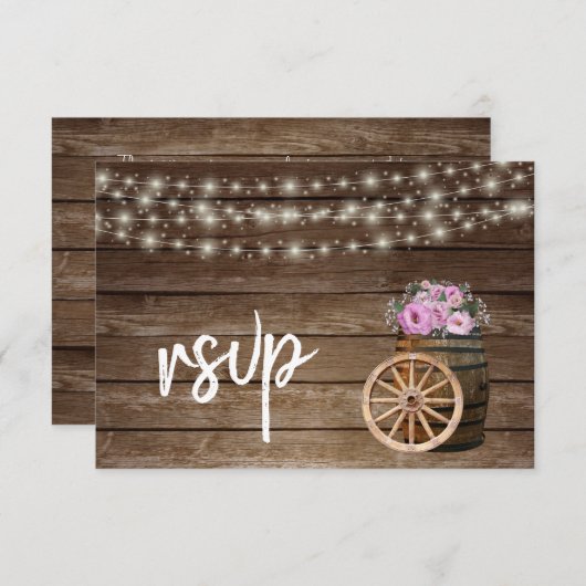 Rustieke houten vat en roze bloemenkool - RSVP (Voorkant / Achterkant)