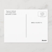 Rustieke houten vat en witte bloem briefkaart (Achterkant)