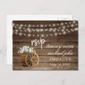 Rustieke houten vat en witte bloem briefkaart (Voorkant / Achterkant)