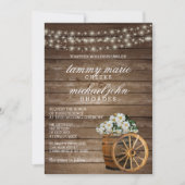 Rustieke houten vat en witte bloem kaart (Voorkant)