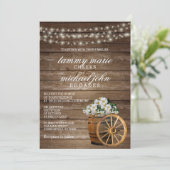 Rustieke houten vat en witte bloem kaart (Staand voorkant)