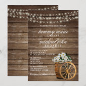 Rustieke houten vat en witte bloem kaart (Voorkant / Achterkant)