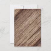 Rustieke houten vat en witte bloemen save the date (Achterkant)