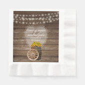 Rustieke houten vat-huwelijk met zonnebloemen servetten (Voorkant)